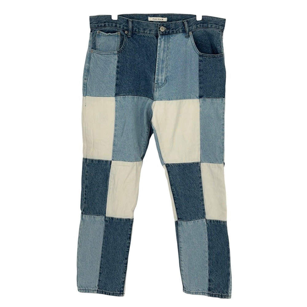 PacSun Vintage Loose Patchwork Jeans Blue White 100% Cotton 36